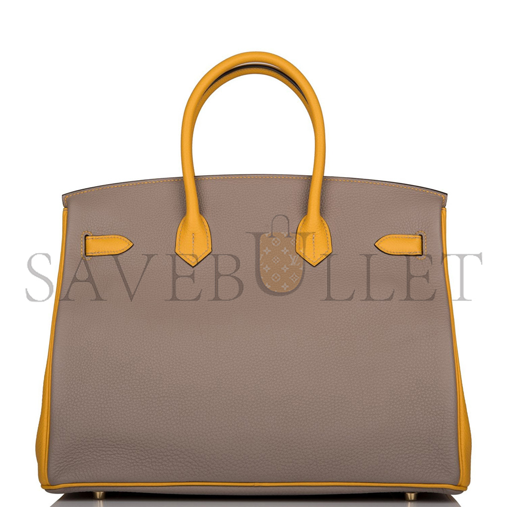 H**mes master birkin 30 epsom trench coat grey and amber silver buckle bag h028369ck65 (30*23*15cm)